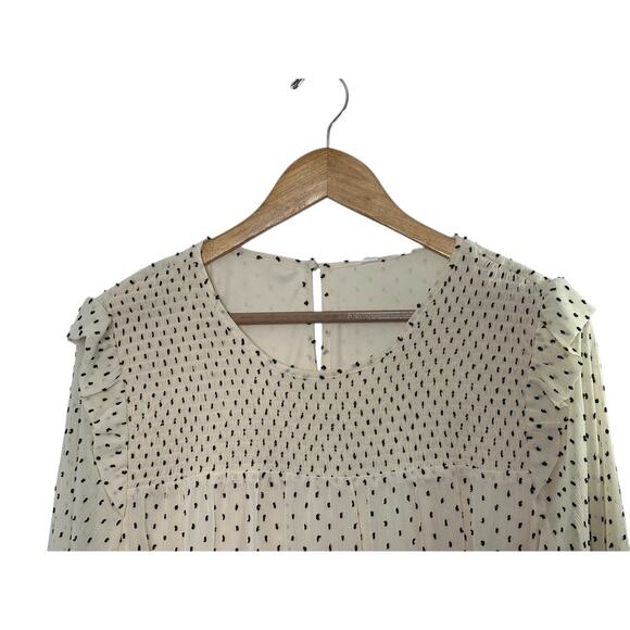 Lauren Conrad Ivory and Black Dot Ruffle Trim Belted Baby Doll Dress Sz XL New - Picture 3 of 10